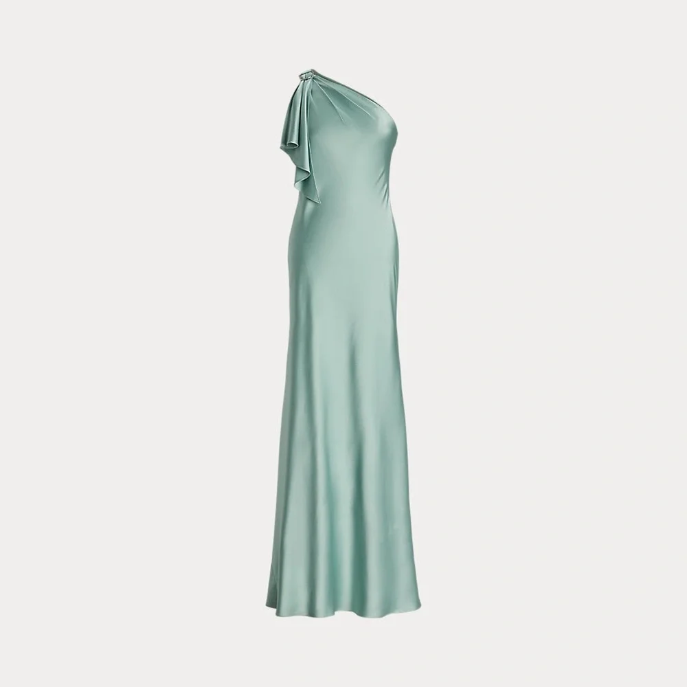 NWT Lauren Ralph Lauren Satin Charmeuse One-Shoulder Gown size 4 - Picture 1 of 5